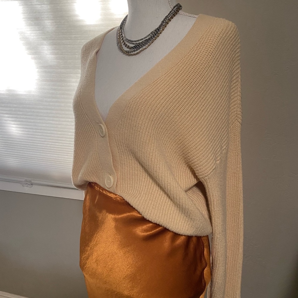 Zara slouchy knit beige cream cardigan
